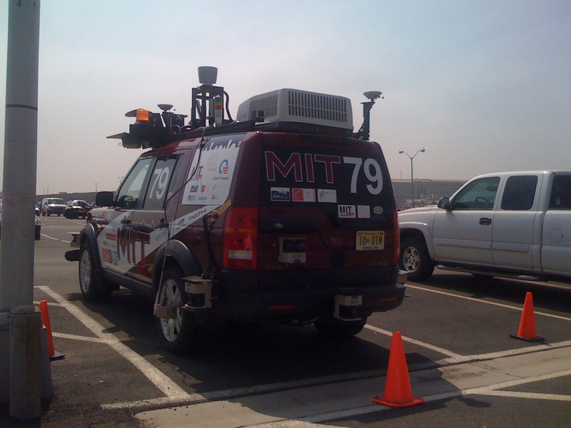 Illustration for article titled DARPA Urban Challenge Cars Invading Pentagon Parking Lot